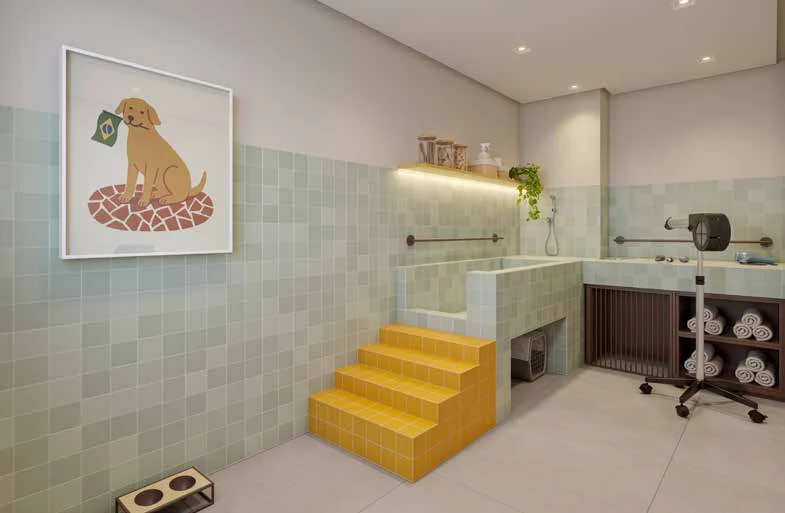 Pet care – perspectiva ilustrada do lazer do Ares do Horto Pau Brasil, apartamentos de 2 dormitórios no Campo Limpo, São Paulo